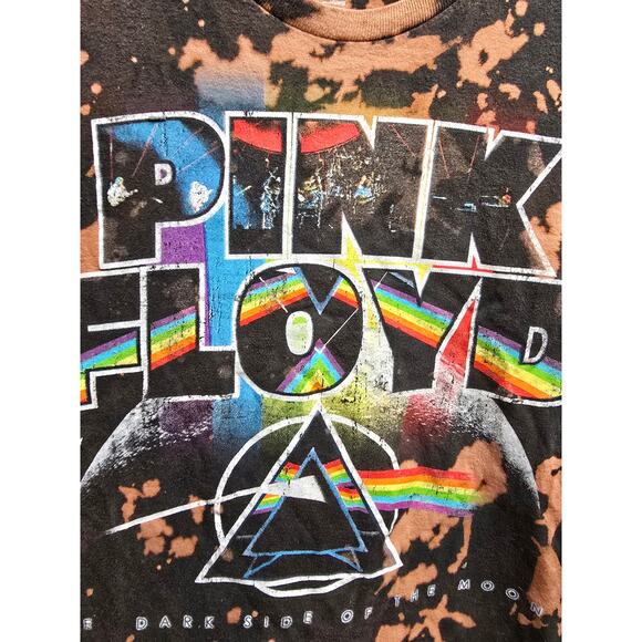 Pink Floyd Shirt Dark Side of the Moon Brown Bleached Band Medium - Picture 3 of 7